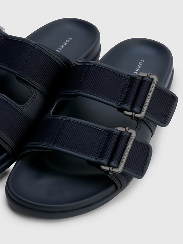 blue tommy hilfiger x vacation double strap buckle sandals for men tommy hilfiger