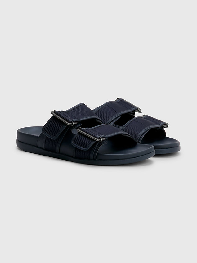 blue tommy hilfiger x vacation double strap buckle sandals for men tommy hilfiger