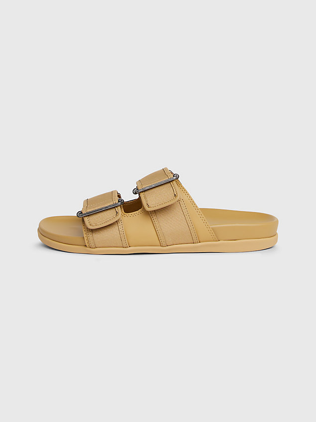 khaki tommy hilfiger x vacation double strap buckle sandals for men tommy hilfiger