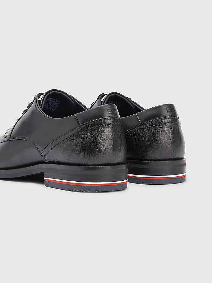 black signature heel lace-up leather shoes for men tommy hilfiger
