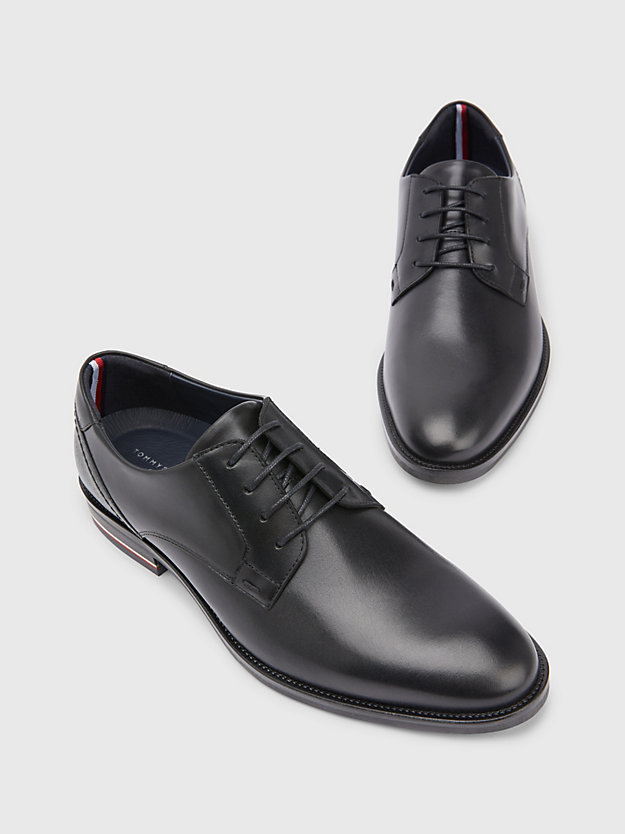Signature Heel Lace-Up Leather Shoes | BLACK | Tommy Hilfiger