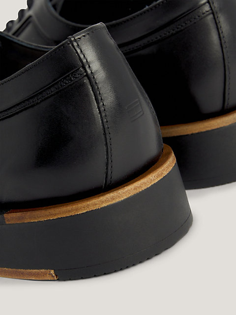 black premium leather derby shoes for men tommy hilfiger