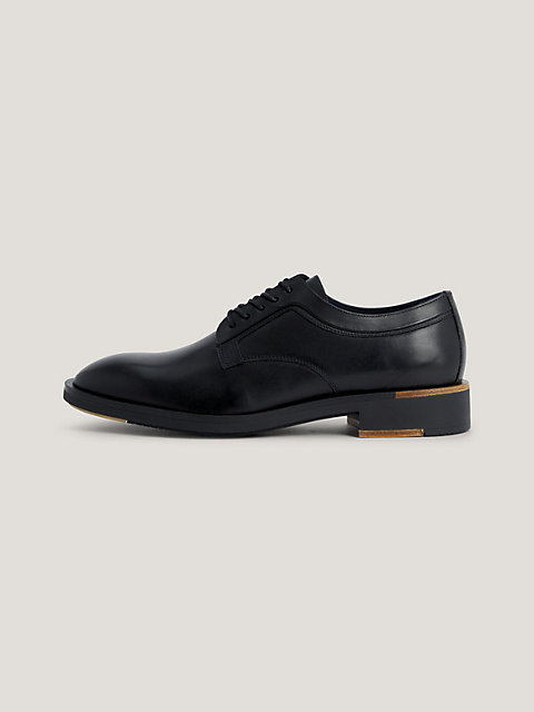 black skórzane buty derby premium dla mężczyźni - tommy hilfiger