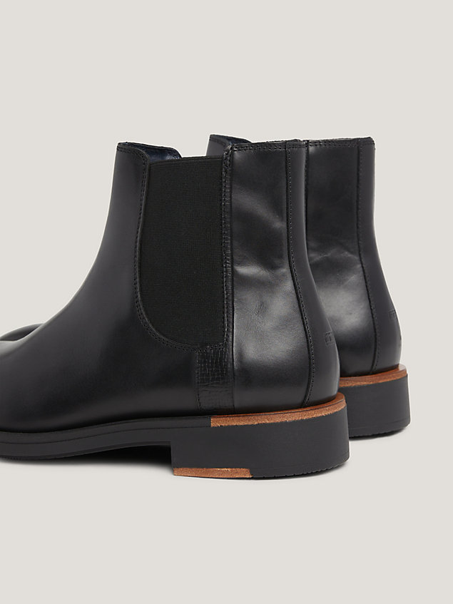 black premium leather chelsea boots for men tommy hilfiger