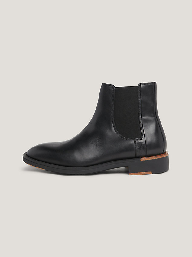 black premium leather chelsea-boot für herren - tommy hilfiger