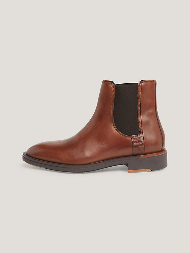 brown premium leather chelsea boots for men tommy hilfiger