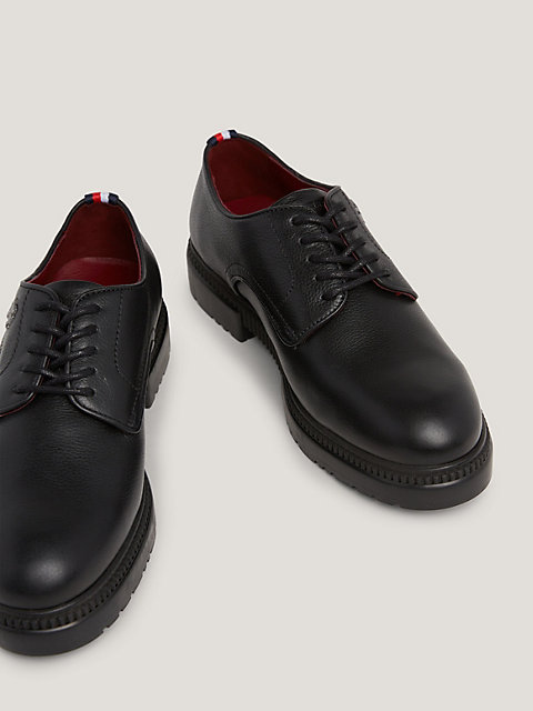 black skórzane buty z protektorem th comfort dla mężczyźni - tommy hilfiger