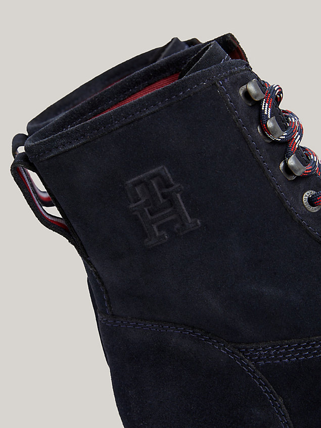blue lace-up ankle boot aus wildleder für herren - tommy hilfiger
