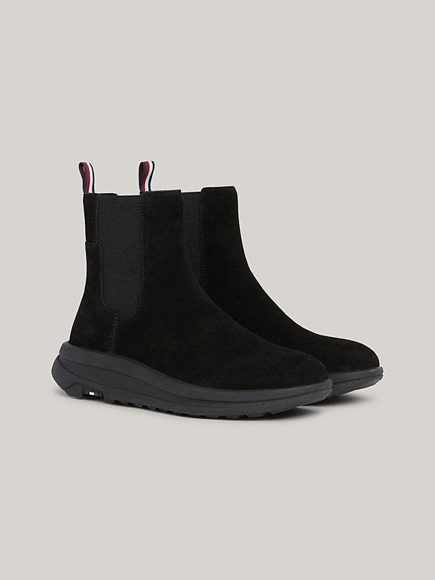 black suede chunky sole hybrid chelsea boots for men tommy hilfiger