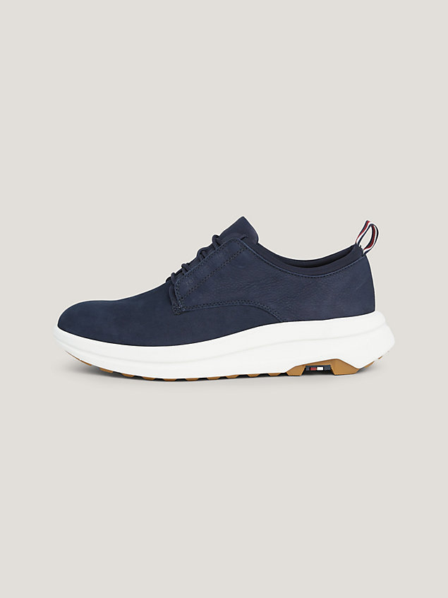 blue nubuck leather hybrid chunky trainer shoes for men tommy hilfiger
