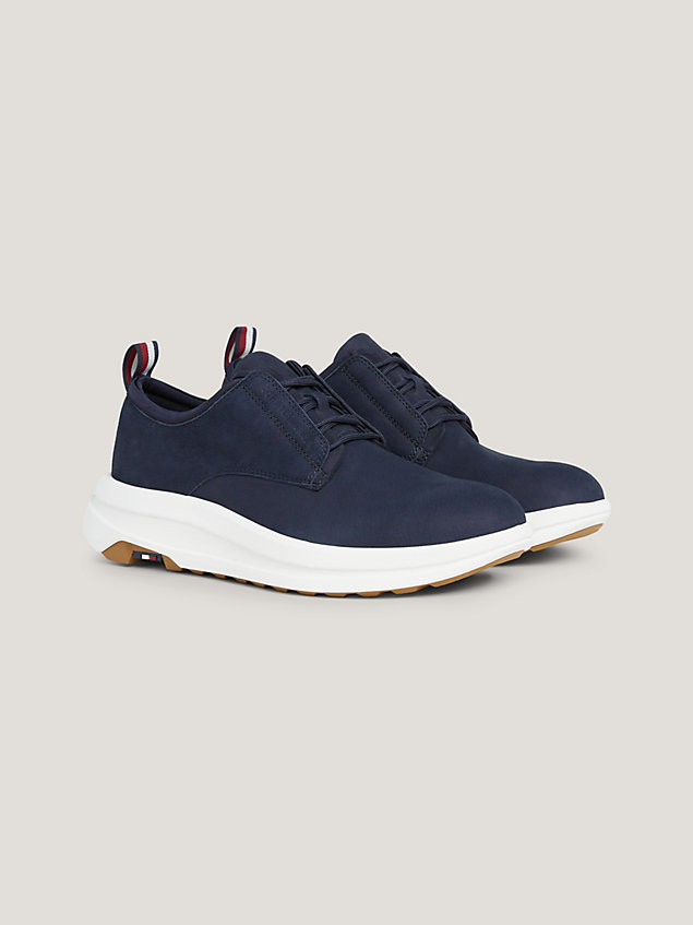 blue nubuck leather hybrid chunky trainer shoes for men tommy hilfiger