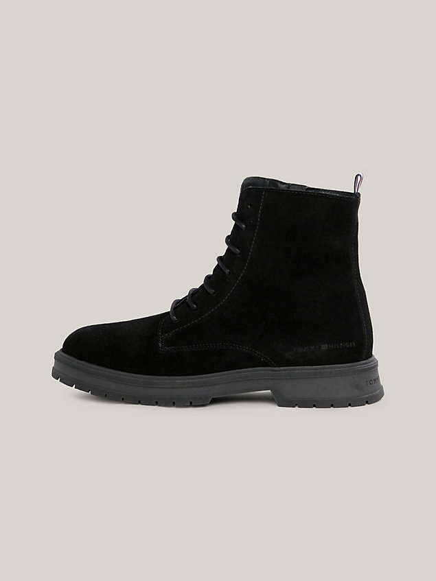 black suede lace-up ankle boots for men tommy hilfiger