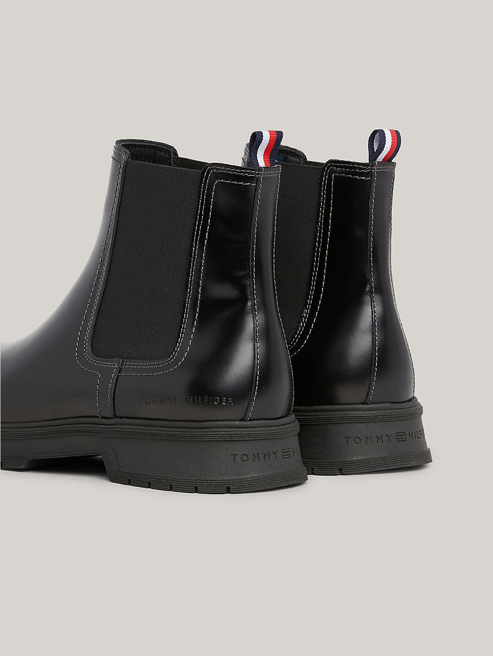 black leather pull-on chelsea boots for men tommy hilfiger