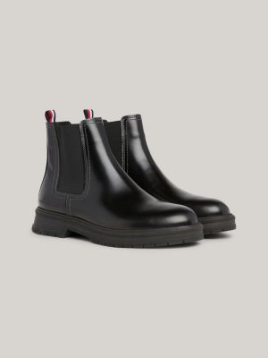 Leather Pull On Chelsea Boots Black Tommy Hilfiger