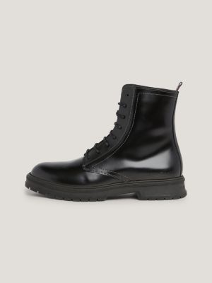 Tommy Hilfiger - Laced Leather Ankle Boots With Brand Logo