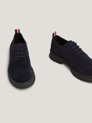 Suede Lace-Up Derby Shoes, Blue