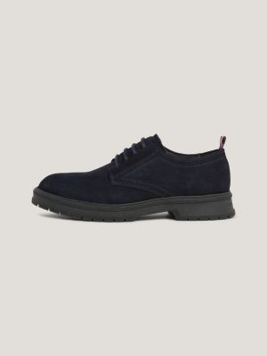 Suede Lace-Up Derby Shoes, Blue