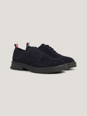 Signature Suede Lace-Up Derby Shoes, Blue