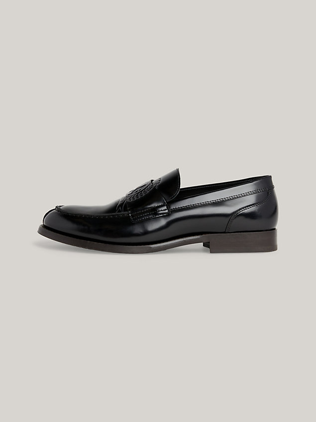 black crest slipper-loafer aus leder für herren - tommy hilfiger
