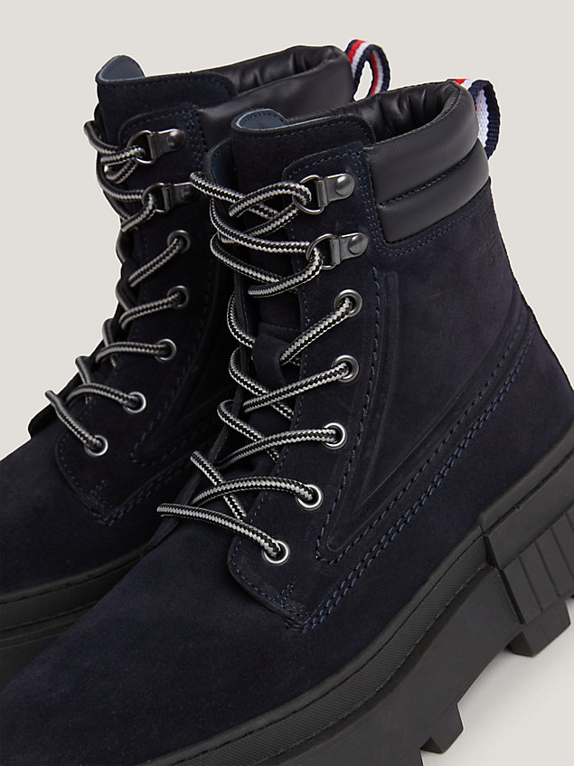 blue elevated chunky suede ankle boots for men tommy hilfiger