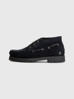 Classics Suede LaceUp Boat Boots BLUE Tommy Hilfiger