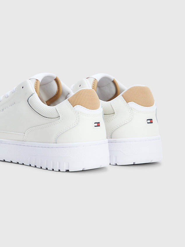 white cupsole basketball trainers for men tommy hilfiger