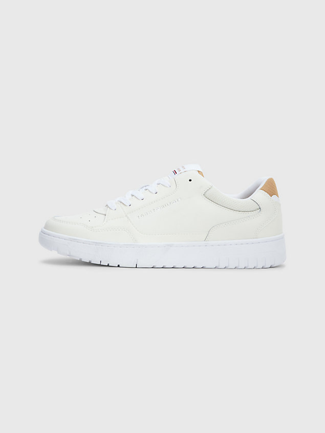 white cupsole basketball trainers for men tommy hilfiger