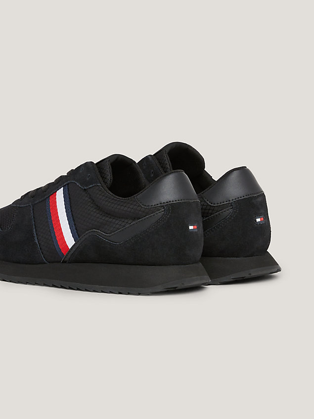 black signature tape running trainers for men tommy hilfiger