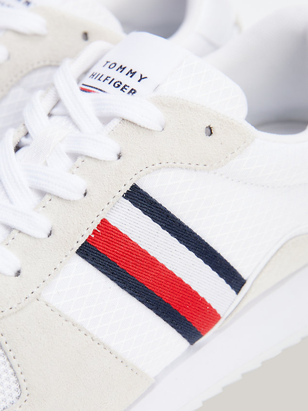 white signature tape running trainers for men tommy hilfiger
