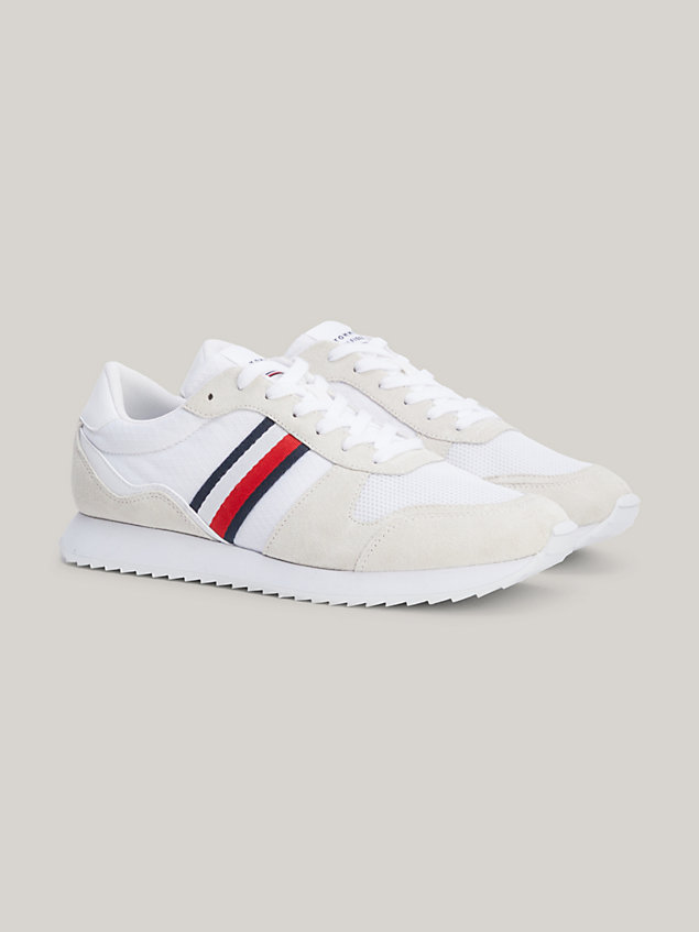 white signature tape running trainers for men tommy hilfiger