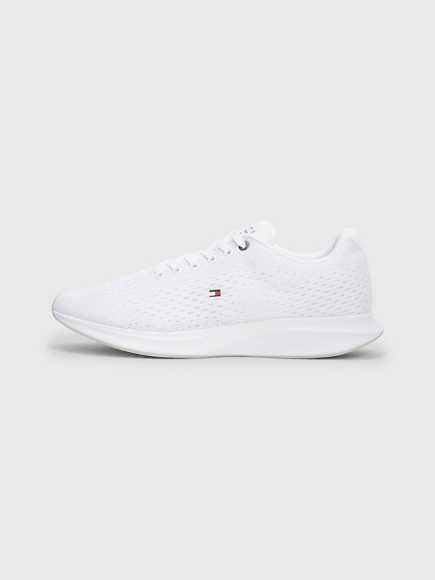 white lightweight knitted runner trainers for men tommy hilfiger