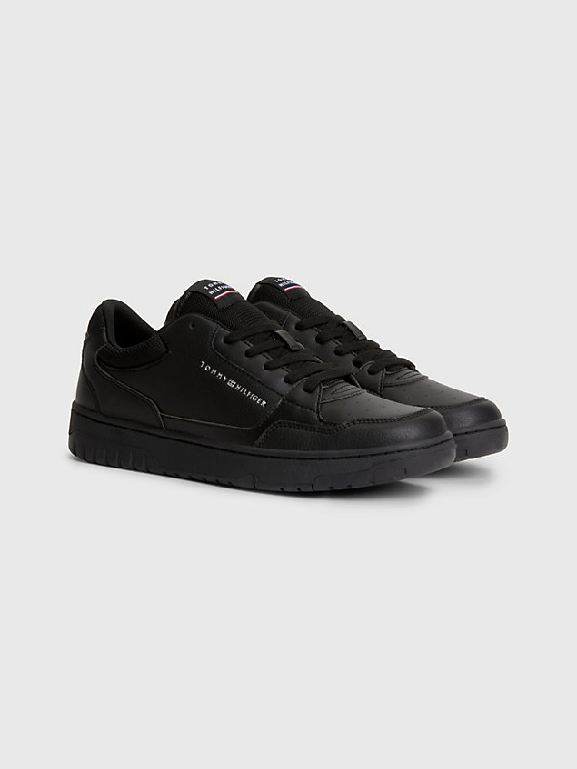 black signature cupsole lace-up basketball trainers for men tommy hilfiger