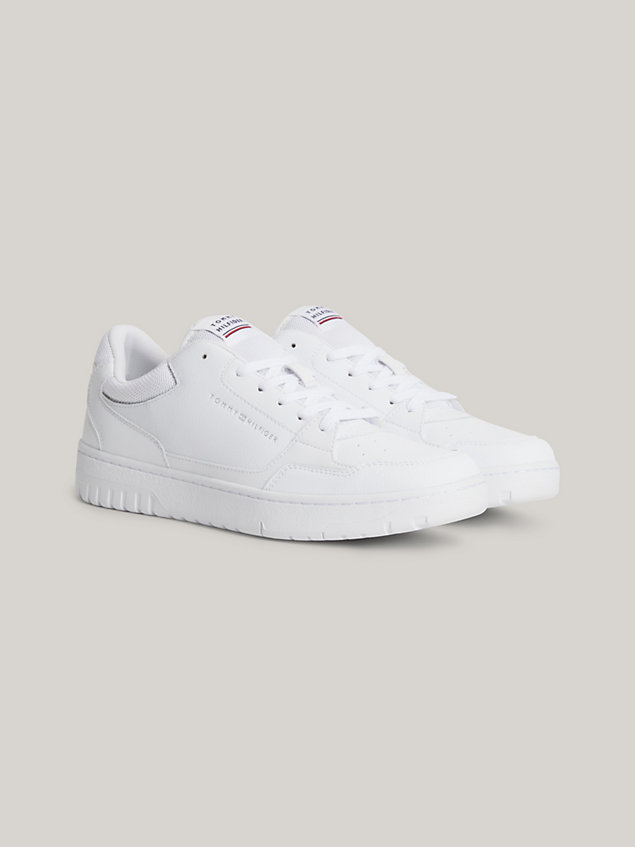 white signature cupsole lace-up basketball trainers for men tommy hilfiger