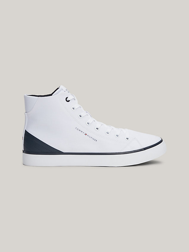 white canvas high-top trainers for men tommy hilfiger