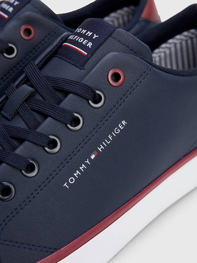 blue lace-up logo trainers for men tommy hilfiger