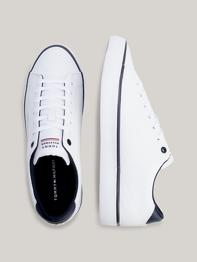 white lace-up logo trainers for men tommy hilfiger