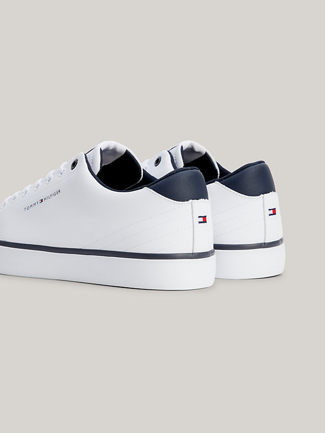 white lace-up logo trainers for men tommy hilfiger