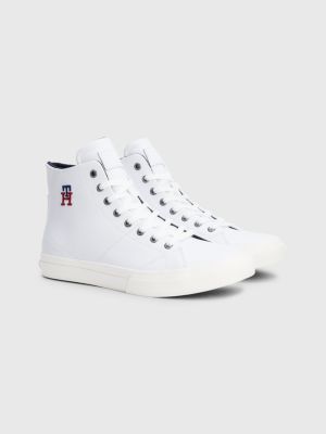 MYFO leather trainers with silk-printed monogram Unisex, White