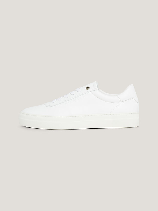 white modern premium leather cupsole trainers for men tommy hilfiger