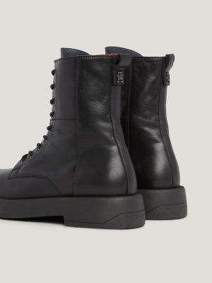 Botas de piel con forro de cuadros Negro Tommy Hilfiger