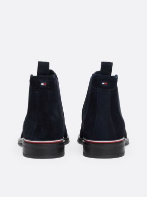 bottes chelsea en daim bleu pour hommes tommy hilfiger