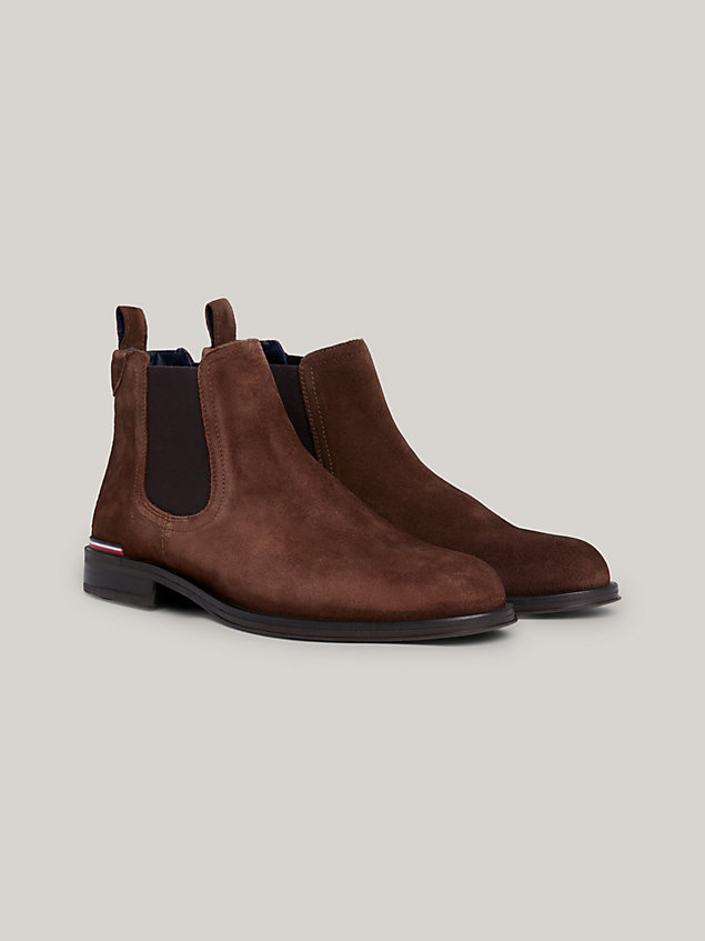 brown suede chelsea boots for men tommy hilfiger