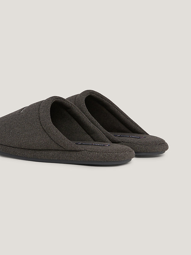 black fleece logo slippers for men tommy hilfiger
