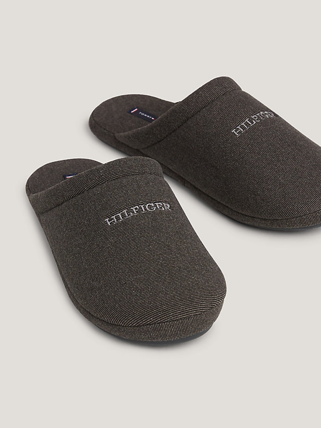 black fleece logo slippers for men tommy hilfiger