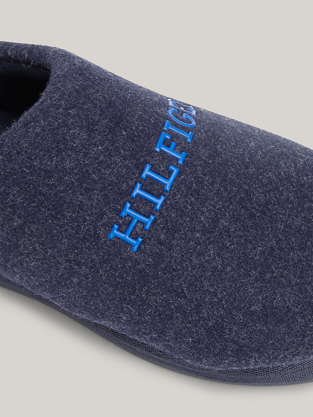 blue felt warm lined slippers for men tommy hilfiger