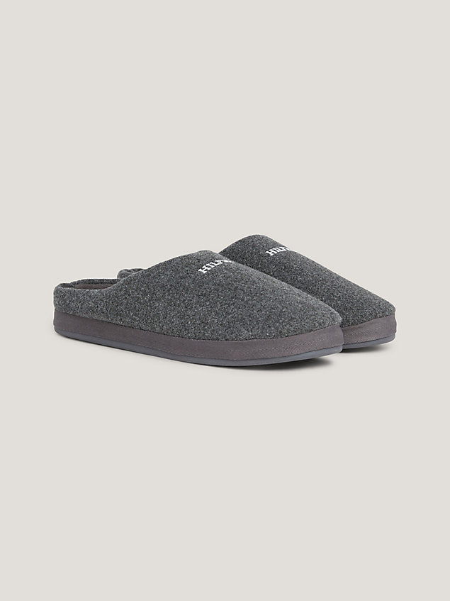 grey felt warm lined slippers for men tommy hilfiger