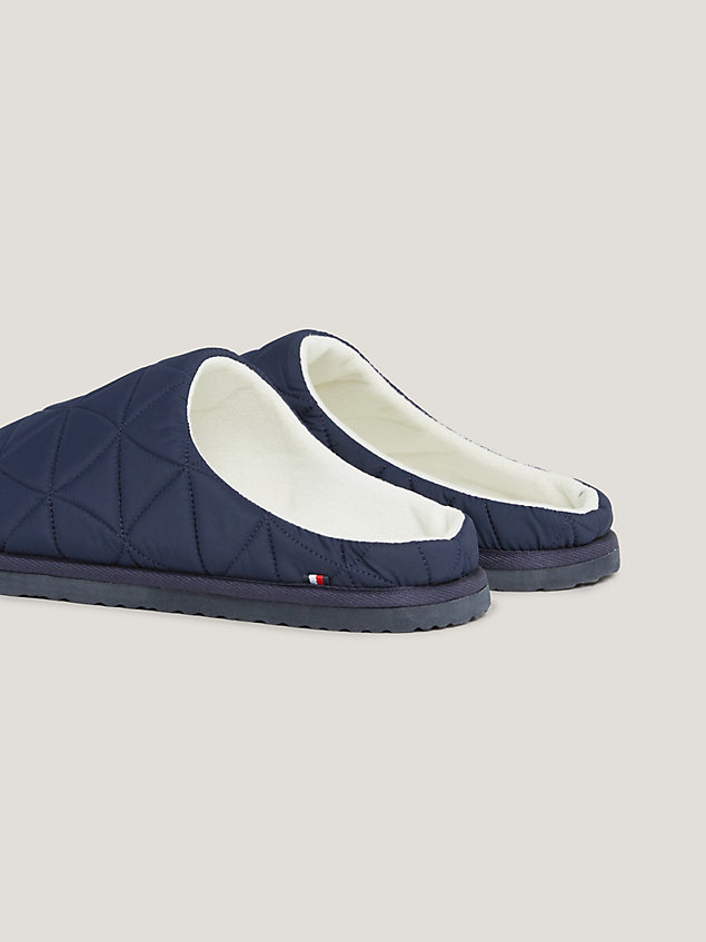blue recycled quilted slippers for men tommy hilfiger