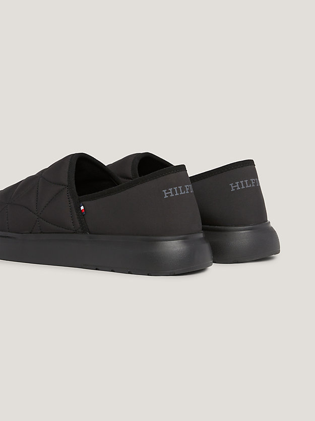 black warm lined recycled hybrid slippers for men tommy hilfiger