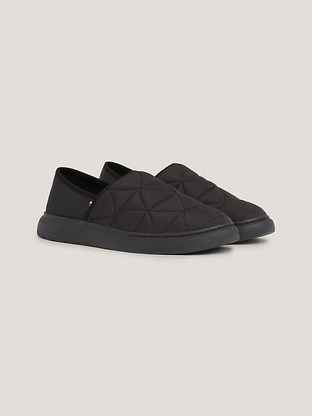 black warm lined recycled hybrid slippers for men tommy hilfiger
