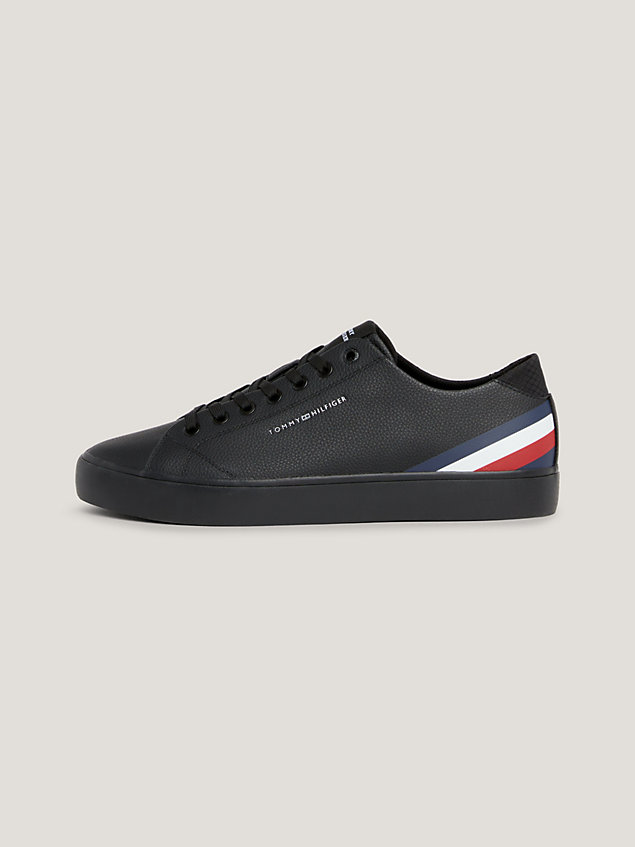 black signature tape lace-up trainers for men tommy hilfiger